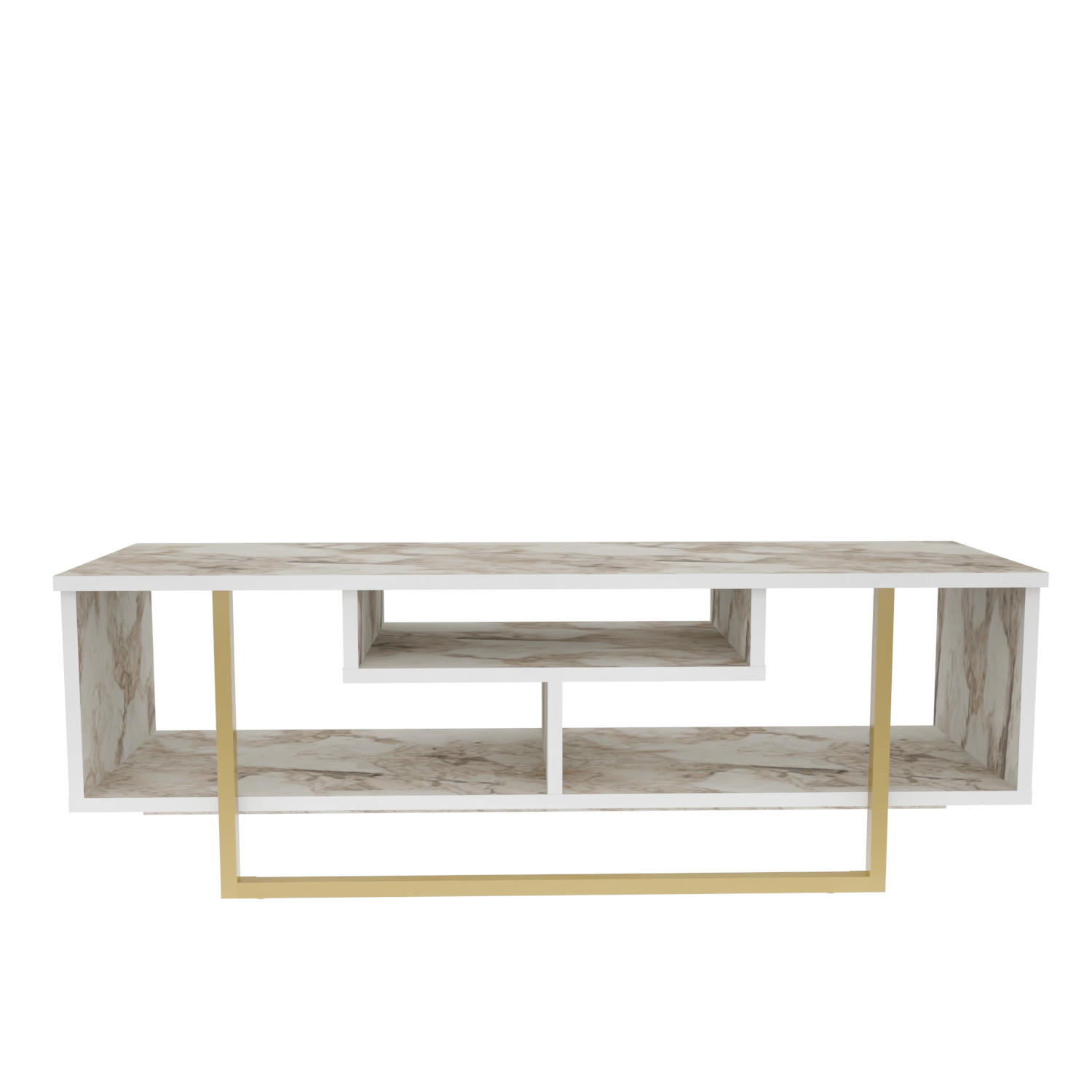 TV-ELEMENT Asal Weiss Marmor Gold - Goldfarben/Creme, Holzwerkstoff (119.4/40/35.2cm) - Decorotika