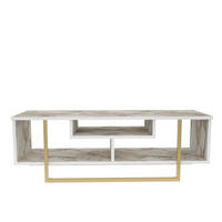 TV-ELEMENT Asal Weiss Marmor Gold - Goldfarben/Creme, Holzwerkstoff (119.4/40/35.2cm) - Decorotika