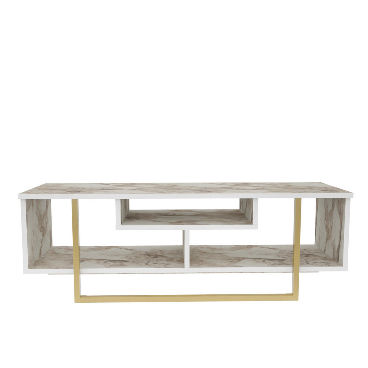 TV-ELEMENT Asal Weiss Marmor Gold - Goldfarben/Creme, Holzwerkstoff (119.4/40/35.2cm) - Decorotika