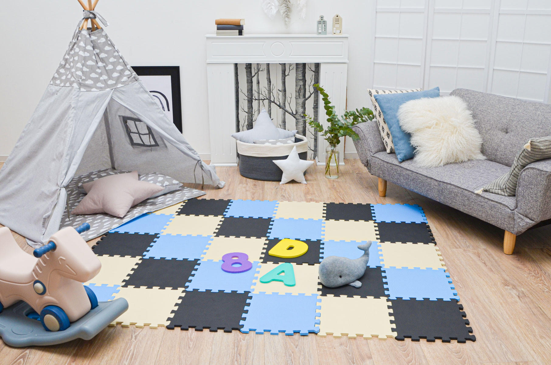 SPIELMATTE ab Null - 270/90 cm Puzzlematte Schwarz - Multicolor, Kunststoff (30/30cm) - Littletom