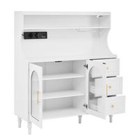 BUFFET 120x40x138.5 cm Weiß mit Fluted Glas & Ladestation - Weiß, Holzwerkstoff (40/138.5/120cm) - Modfu