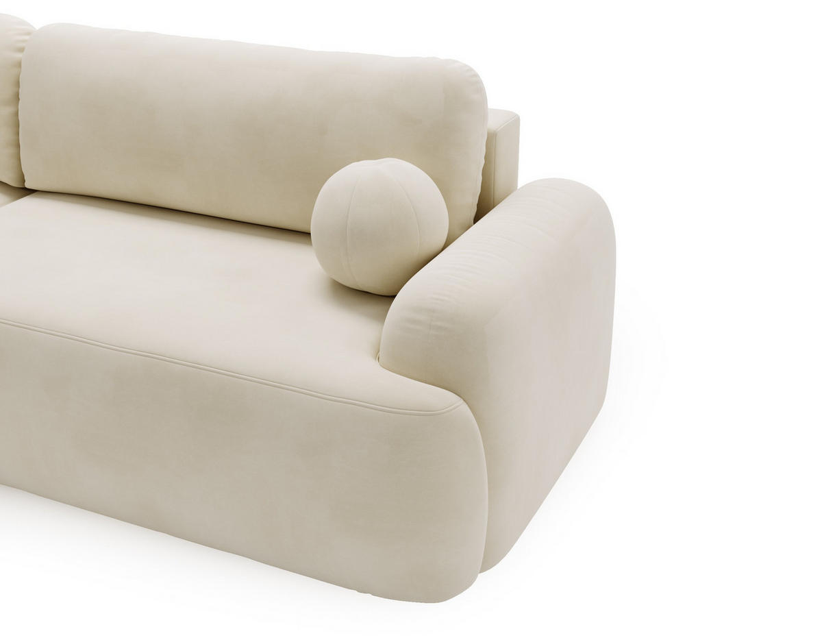 ECKSOFA Cloudy Creme, Sofa aus Velourstoff mit Kissen, linke seite - Creme, Holzwerkstoff/Textil (177/261cm) - Bettso