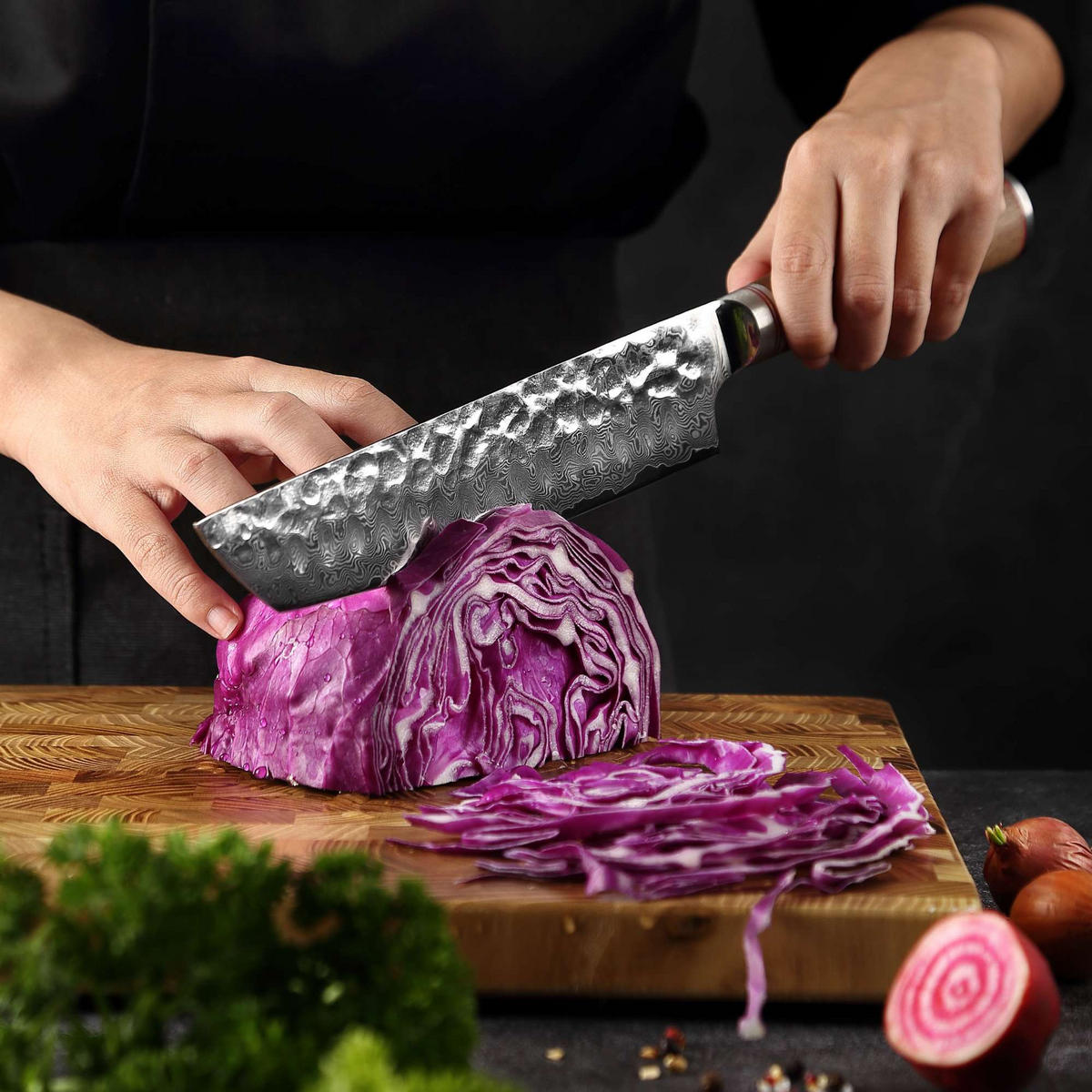 CHEFMESSER 25,5 cm - Nussbaumfarben, Holz/Metall (34cm) - Wakoli