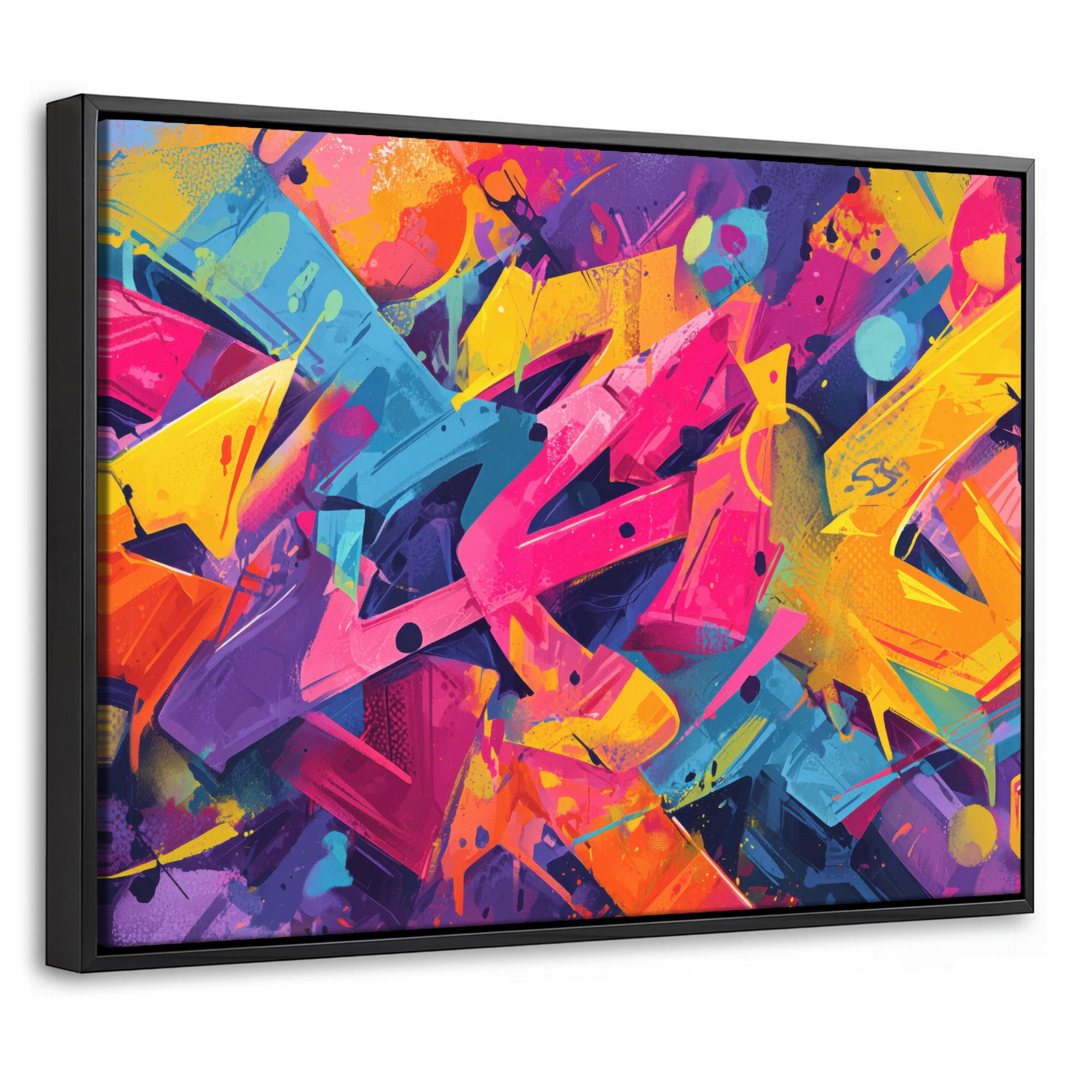 LEINWAND Bilder mit Rahmen - Abstrakt - Formen - Farbenfroh - 40x30 - Magenta, Textil (40/30cm) - MuchoWow