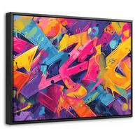 LEINWAND Bilder mit Rahmen - Abstrakt - Formen - Farbenfroh - 40x30 - Magenta, Textil (40/30cm) - MuchoWow
