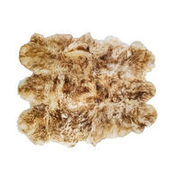 TEPPICH Schaffell-Decke 6-teilig Naturweiß/Naturbraun 190/160 cm - Braun/Weiß, Fell (160/190cm) - Provellus