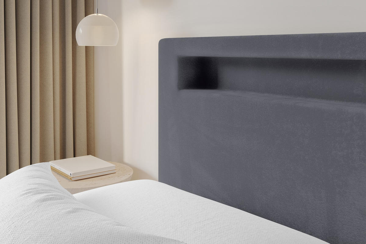 POLSTERBETT mit Bettkasten und Lattenrost, Boxbett ohne Matratze - GOLA 180x200 Dunkelgrau - Dunkelgrau, Holzwerkstoff/Textil (180/200cm) - ALTDECOR