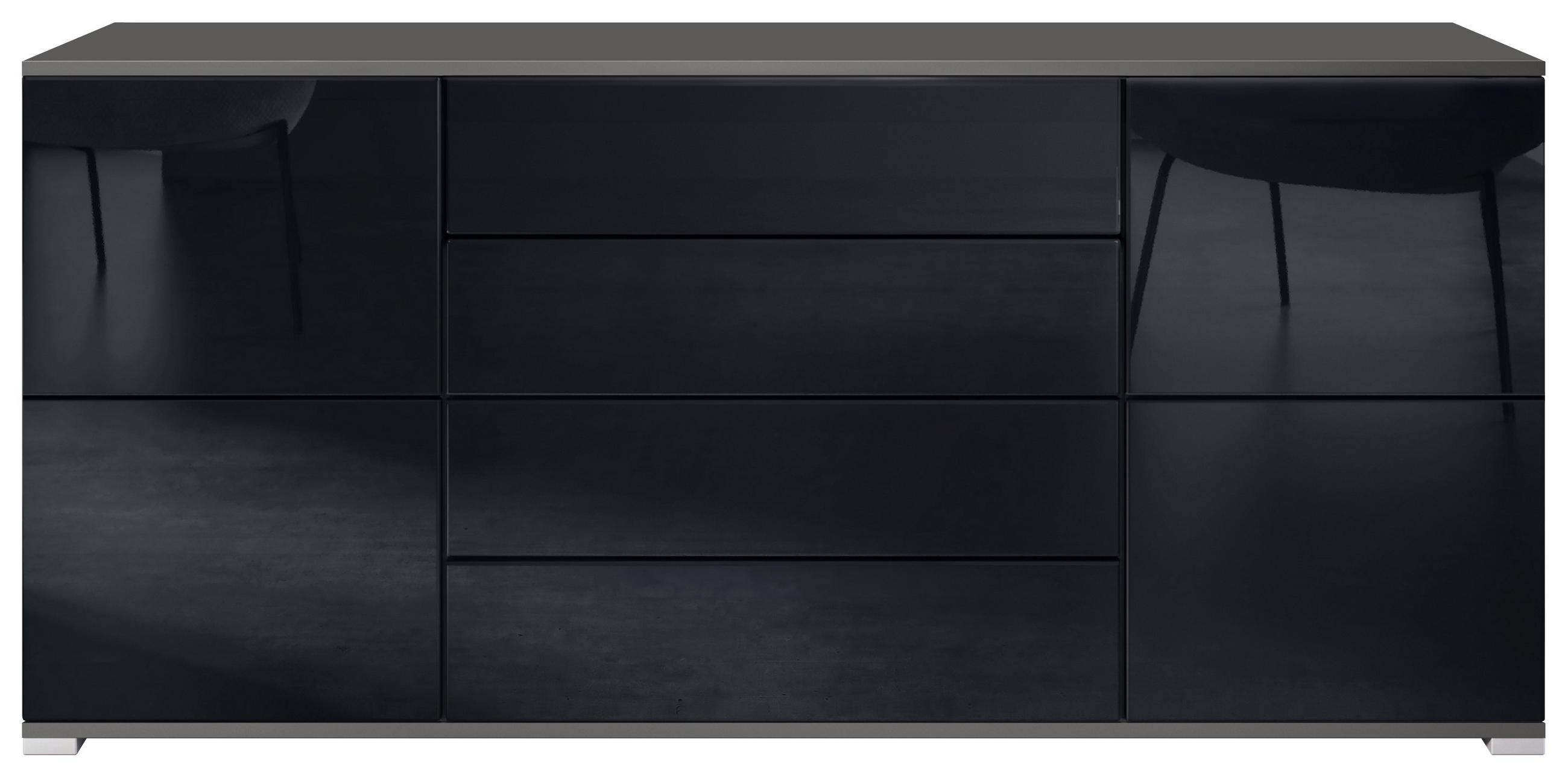 Vladon Sideboard Schwarz Hochglanz 166.5x75.5x35 cm