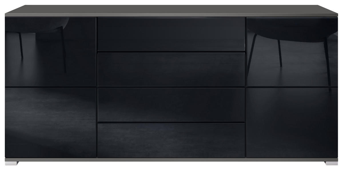 SIDEBOARD Rova Schwarz Hochglanz - Schwarz Hochglanz, Holzwerkstoff (166.5/75.5/35cm) - Vladon