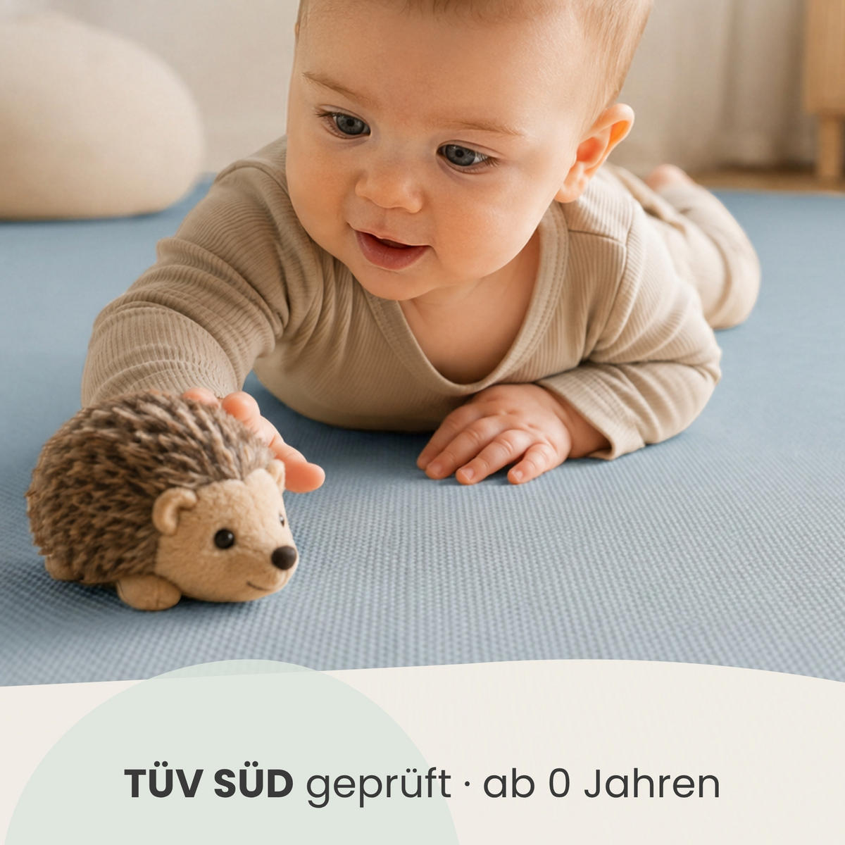 SPIELMATTE ab Null - 90 cm Baby Puzzlematte Blau - Blau, Kunststoff (30/30cm) - Littletom