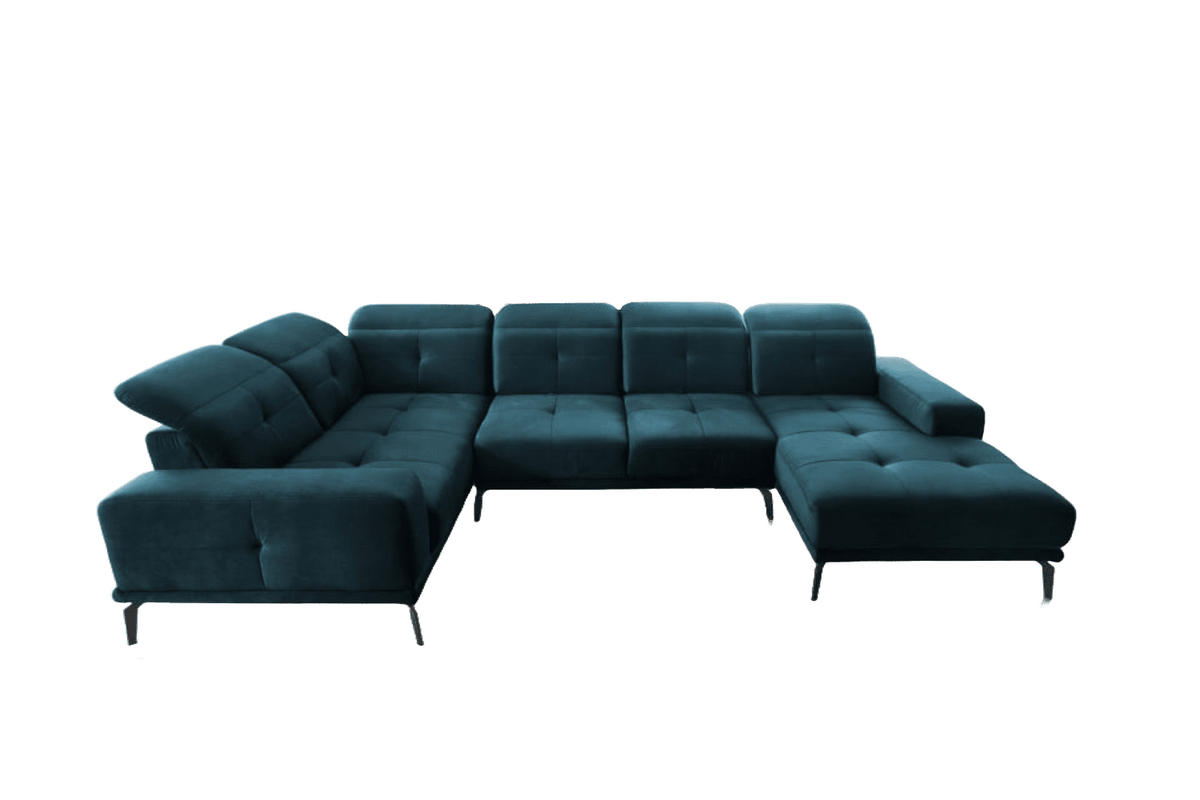 WOHNLANDSCHAFT mit Sitztiefenverstellung, wasserabweisender Nube-Stoff der Spitzenklasse - Schwarz/Dunkelblau, Textil/Metall (350/77/210cm) - Eltap