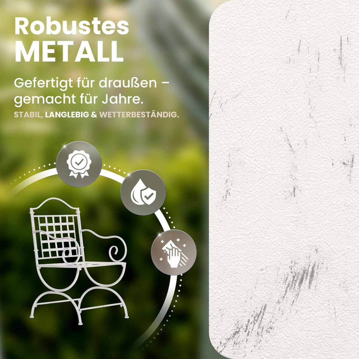 GARTENSTUHL Metall Antik Weiß - Weiß, Metall (56/92/53cm) - CLP