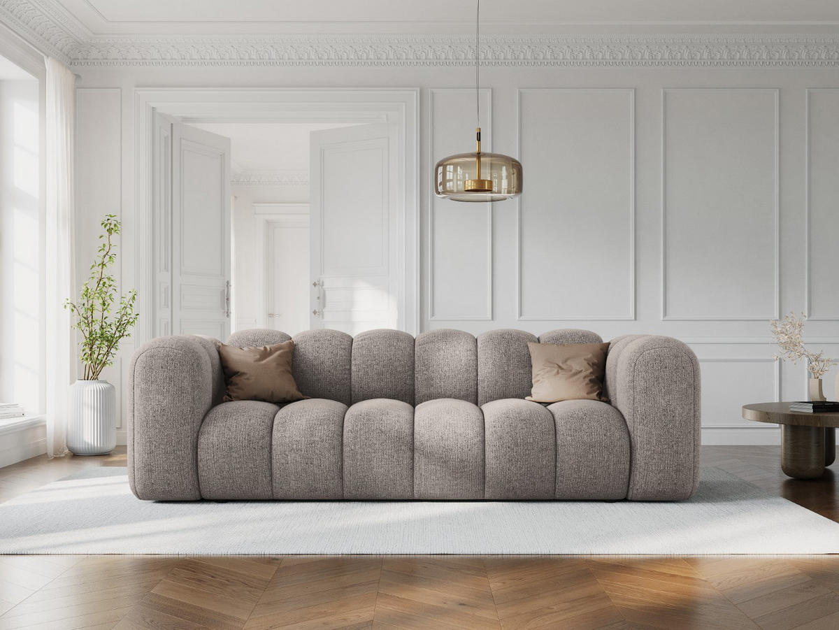 SOFA Lupine aus Chenille-Stoff beige 3 Sitzplätze - Beige, Textil (95/70/230cm) - Micadoni