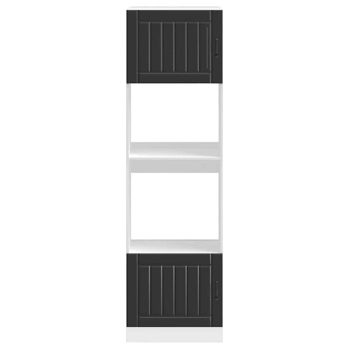 HERDUMBAUSCHRÄNKE 2er Set Lucca Schwarz Holzwerkstoff - Schwarz, Holzwerkstoff (57/207/60cm) - vidaXL
