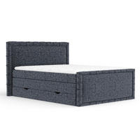 BOXBETT Estelle Marineblau 160/200 cm im Webstoff - Schwarz/Dunkelblau, Holz/Holzwerkstoff (160/200cm) - Maison de Reve