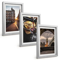 BILDER SET 3er Set - 20x30 cm Silberner Rahmen - Bilder von Essen in der Stadt London - Silberfarben, Kunststoff (20/30cm) - TULUP