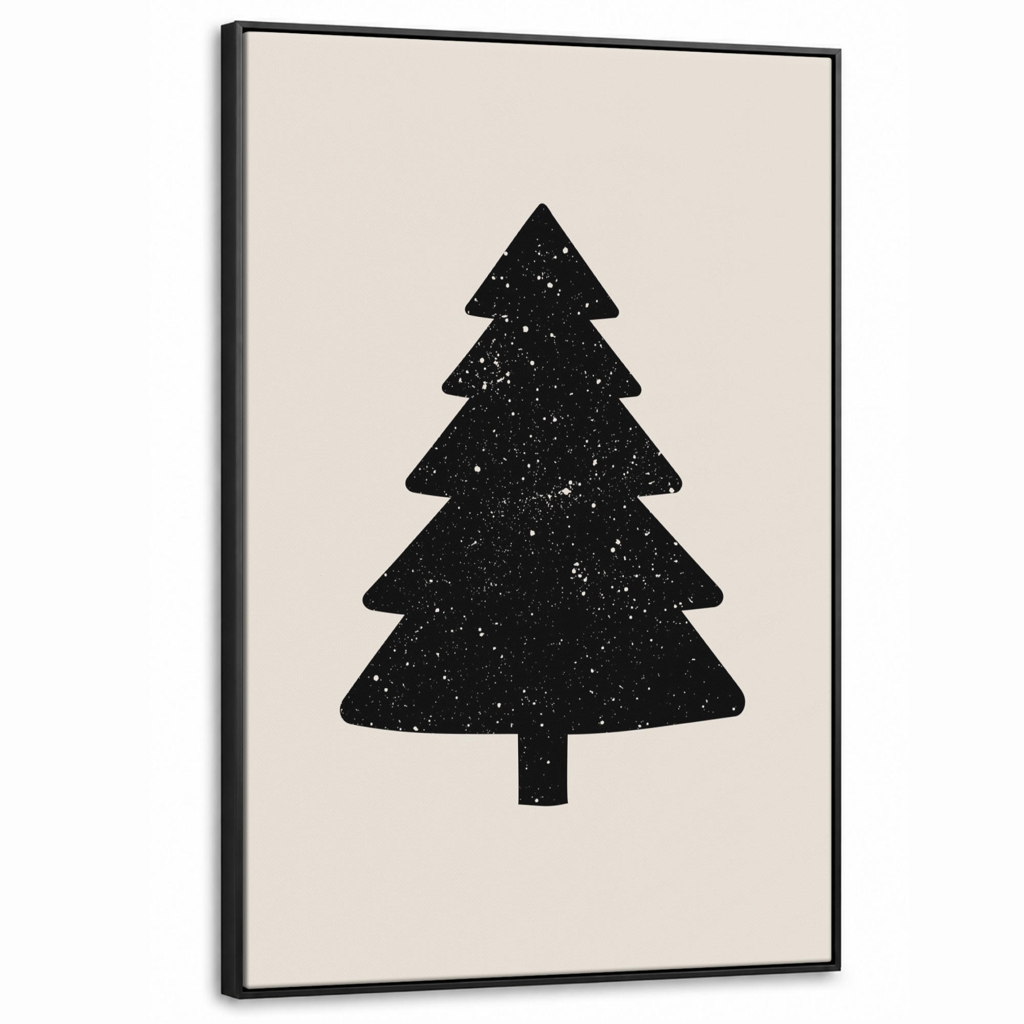 LEINWAND Bilder mit Rahmen - Weihnachtsbaum - Schwarz - Urlaub - Beige - 100x150 - Schwarz, Textil (100/150cm) - MuchoWow
