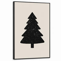 LEINWAND Bilder mit Rahmen - Weihnachtsbaum - Schwarz - Urlaub - Beige - 80x120 - Schwarz, Textil (80/120cm) - MuchoWow