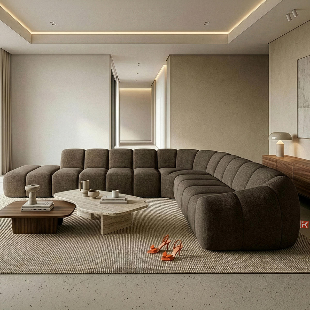 ECKSOFA LINKS FLAVA, Braun - Braun, Holz/Holzwerkstoff (310/354cm) - KONSIMO®