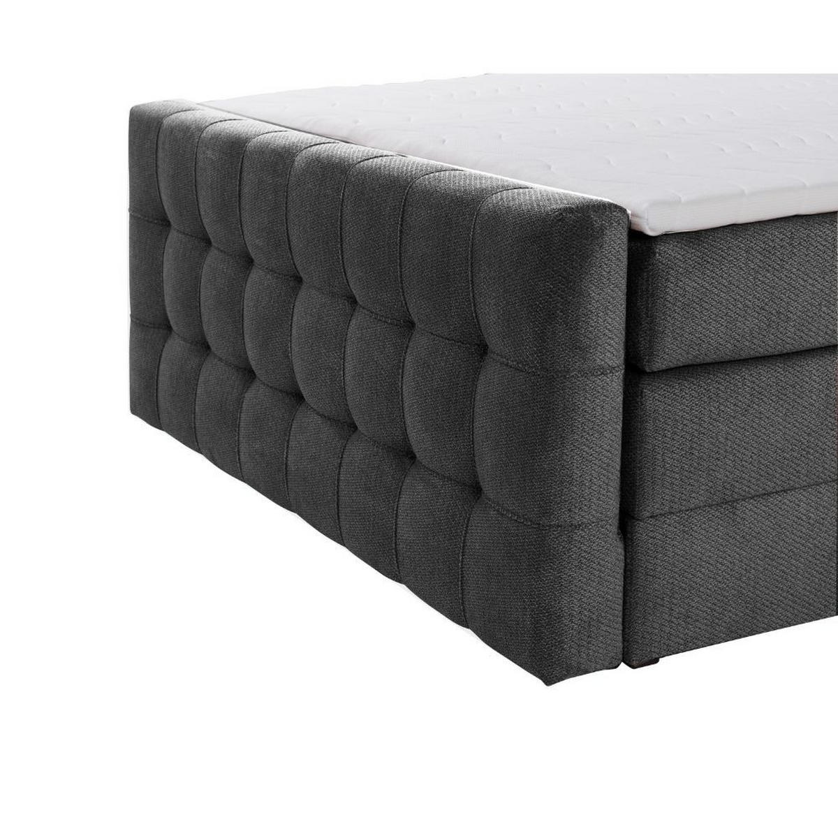 BOXBETT Royal mit Bonnelmatratze und Topper, 140x200, Grau - Grau, Holzwerkstoff/Kunststoff (140/200cm) - AN-Moebel 4u