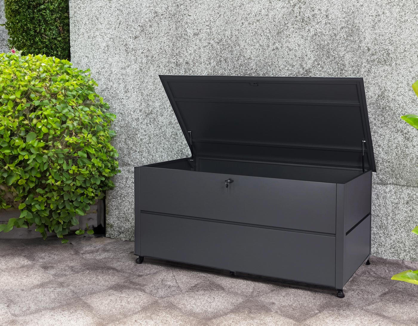 GARTENTRUHE ABSCHLIEßBAR eckig Anthrazit - Anthrazit, Metall (165/69/85cm) - MCW