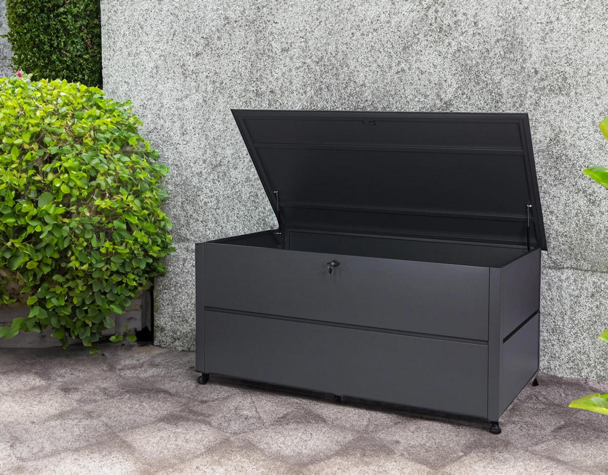 GARTENTRUHE ABSCHLIEßBAR eckig Anthrazit - Anthrazit, Metall (165/69/85cm) - MCW