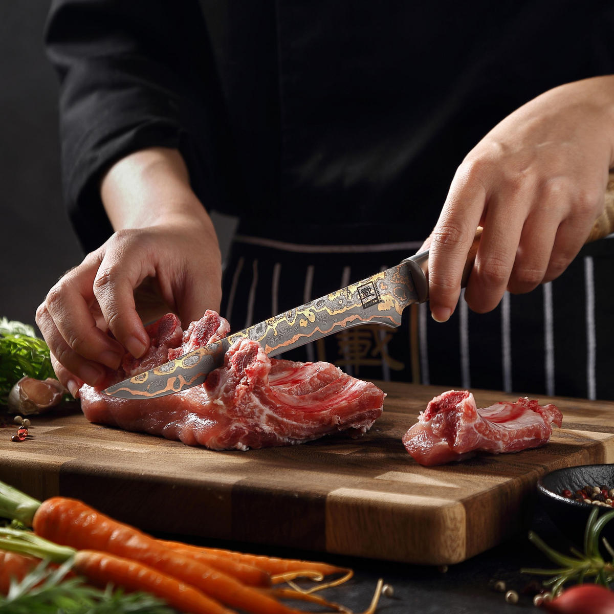 AUSBEINMESSER 18 cm - Ahornfarben, Holz/Metall (31cm) - Zayiko