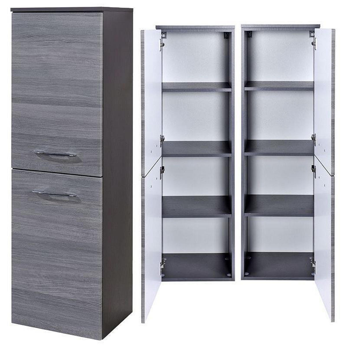 BADMÖBEL-SET 3-TLG. Florido-03 - Grau, Holzwerkstoff (175/200/47cm) - Lomado