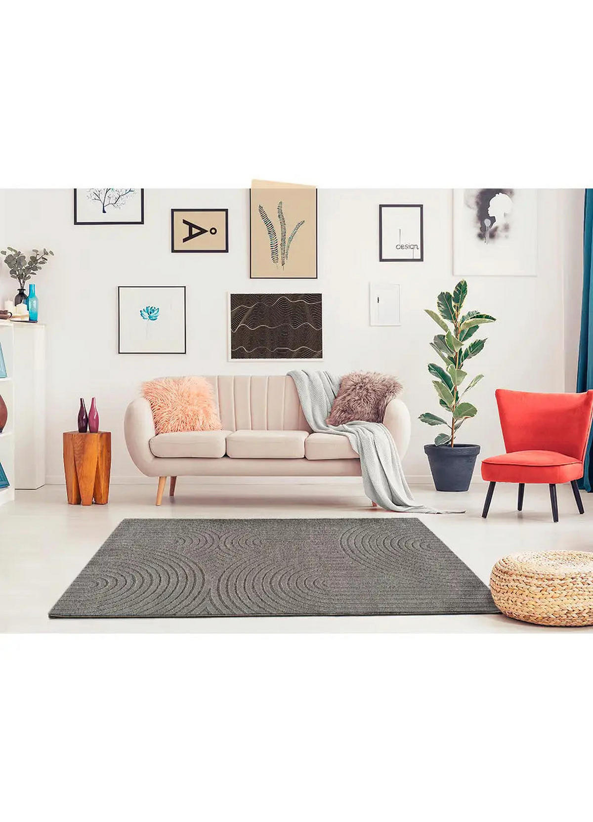 WEBTEPPICH Grau Lina 120/170 cm - Grau, Naturmaterialien/Textil (120/170cm) - Atticgo