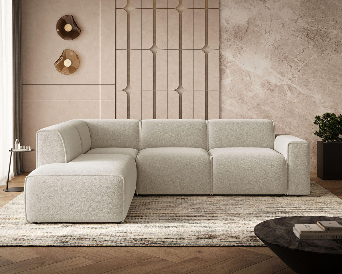 ECKSOFA Eluno Beige Links - Beige/Schwarz, Holz/Kunststoff (220/292cm) - Graingold