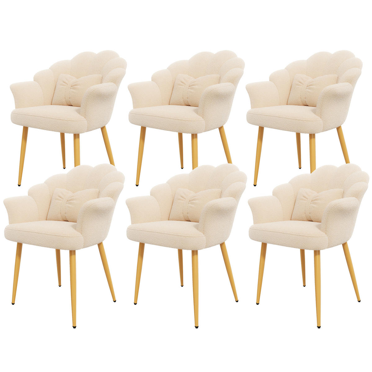 ARMLEHNSTUHL-SET 6 Stück, Blütenblatt-Design, DE-42136, Rosa - Beige, Holzwerkstoff (65.5/85/64cm) - ComfortXL