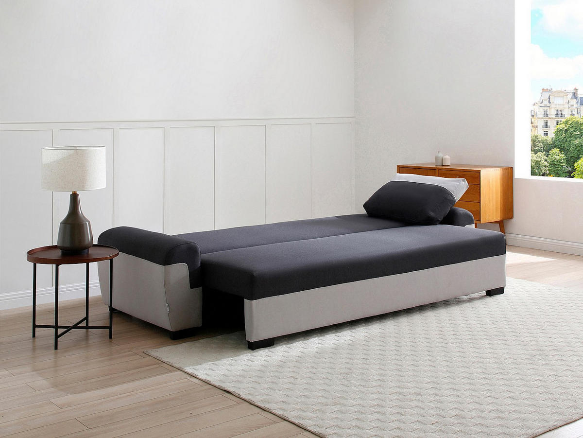 SCHLAFSOFA - 3 Personen - Stoff - Anthrazitgrau - - Anthrazit, Textil (260/88/90cm) - Vente-Unique