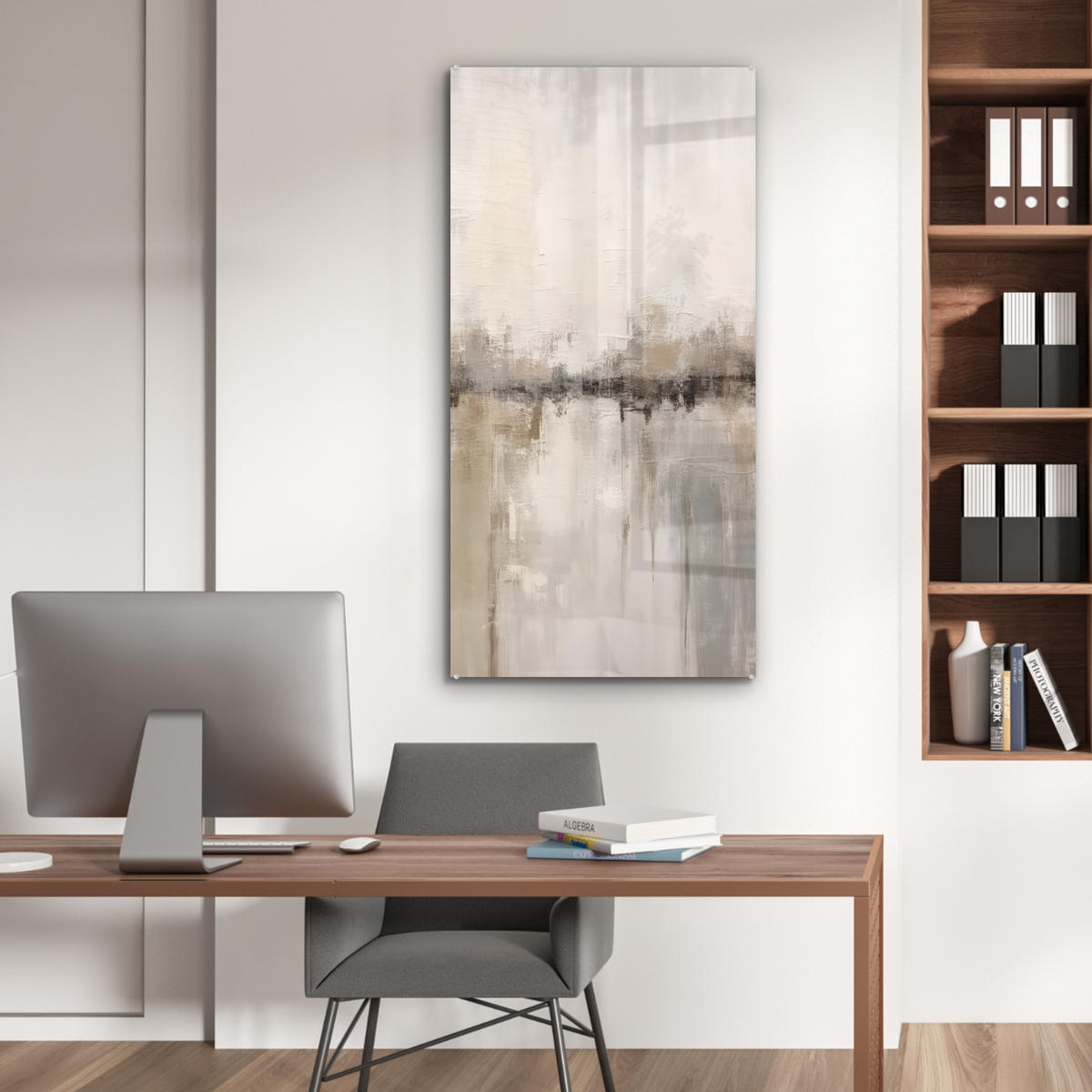 ACRYLGLASBILD Moderne Kunst - Abstrakt - Beige 60x120 cm - Beige, Glas (60/120cm) - MuchoWow
