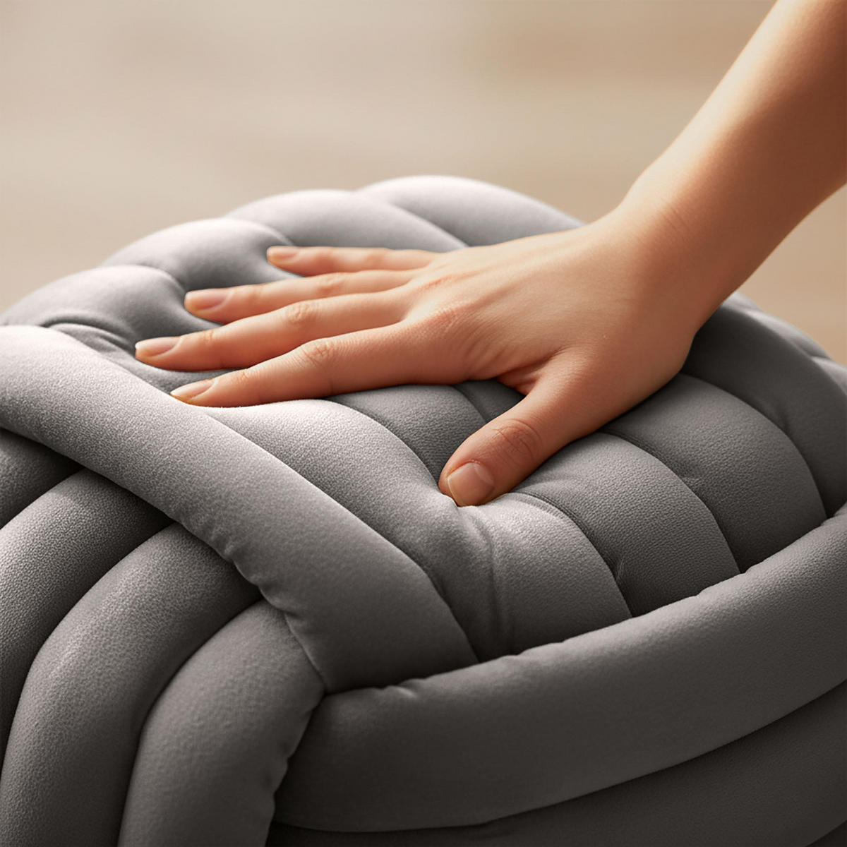 SITZHOCKER NILO, Grau, T53xB50xH43 - Grau, Holz (50/43/53cm) - Milordbikes