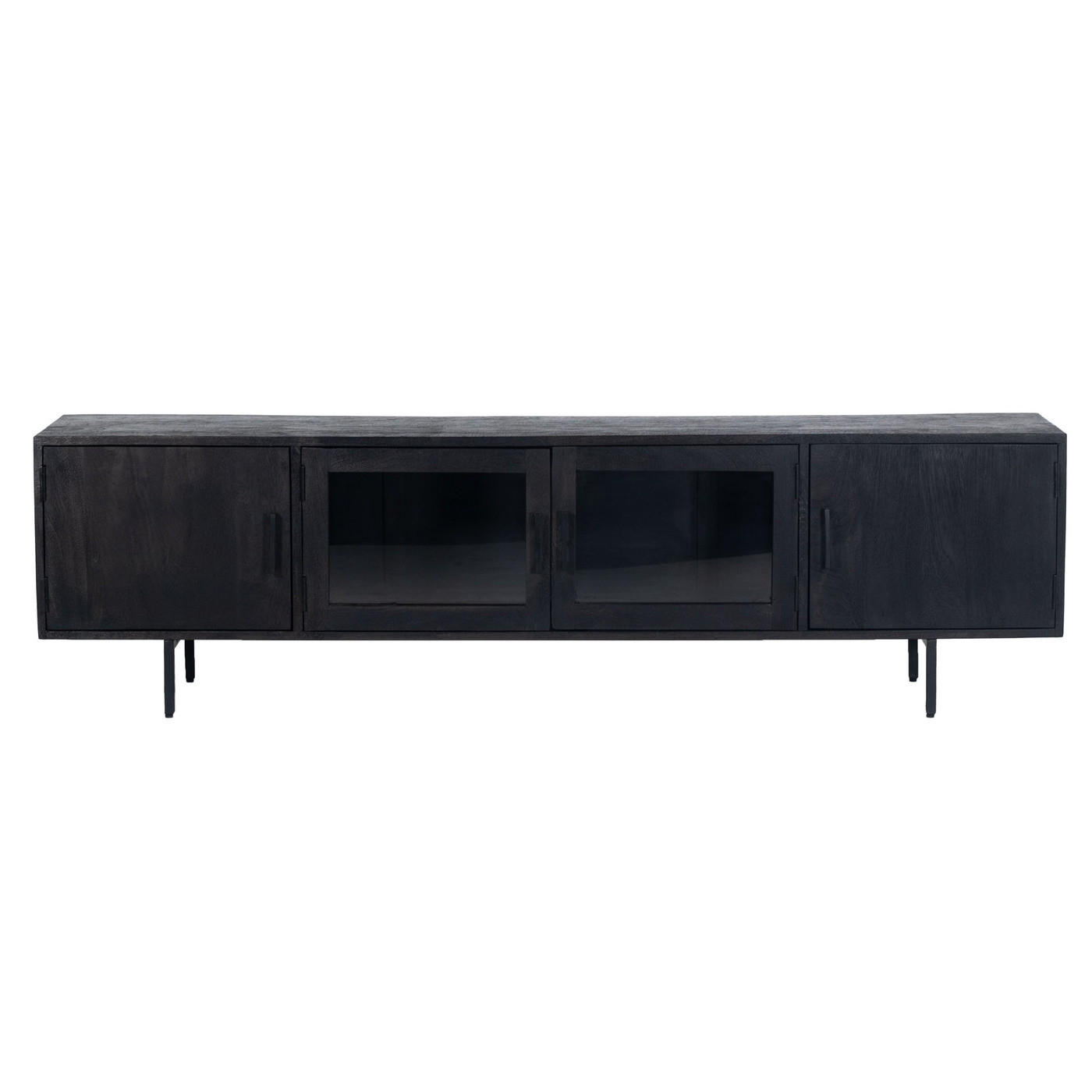 TV-MÖBEL aus Holz und Metall 200cm, schwarz - Schwarz, Holz (200/53/45cm) - Giga Meubel