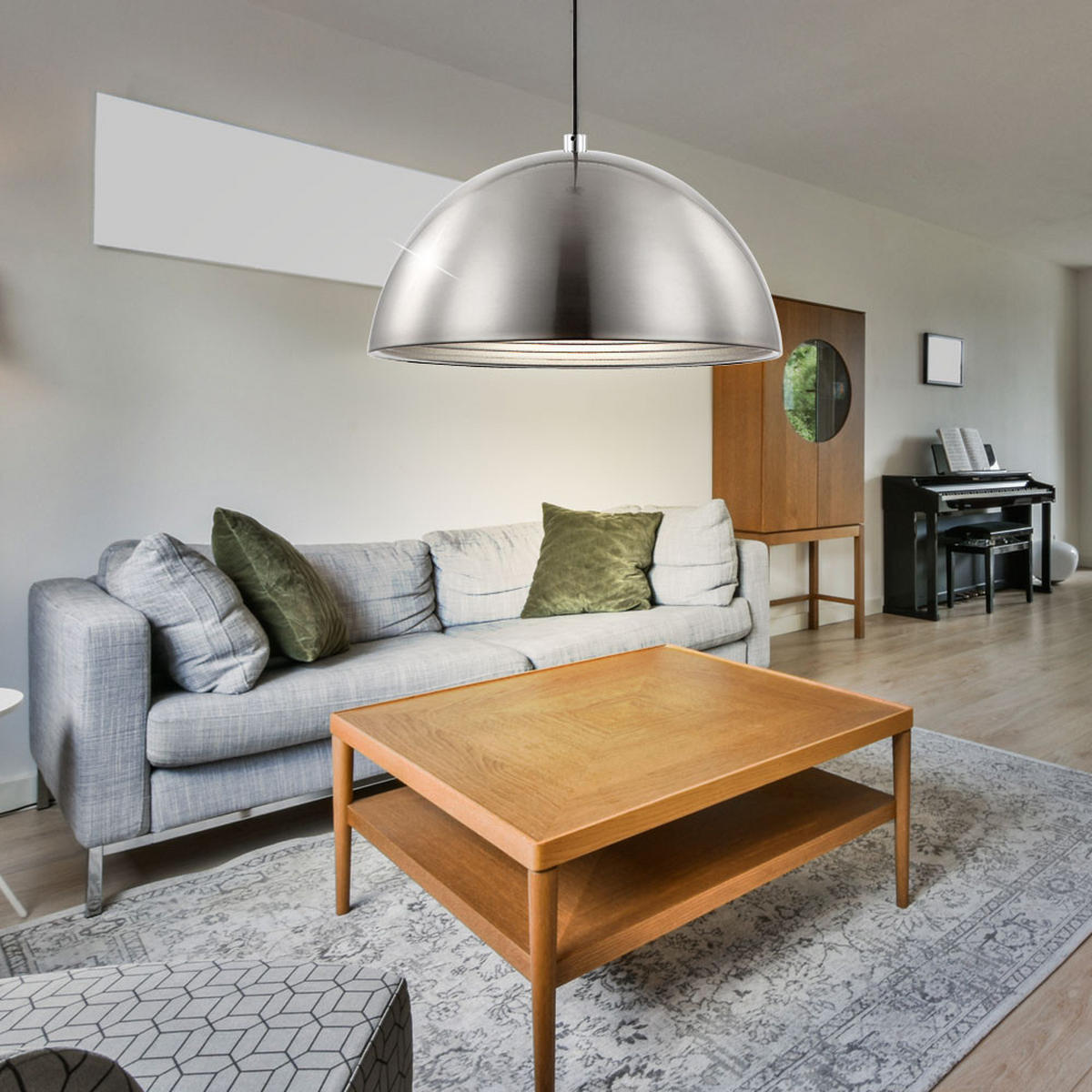 HÄNGELEUCHTE Aluminium Silber Rund - Silberfarben, Metall (40/40/128cm) - Globo Lighting