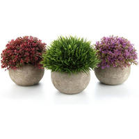KUNSTPFLANZEN-SET 3-teilig Beton-Optik Grün Rot Lila - Multicolor, Kunststoff (720cm)
