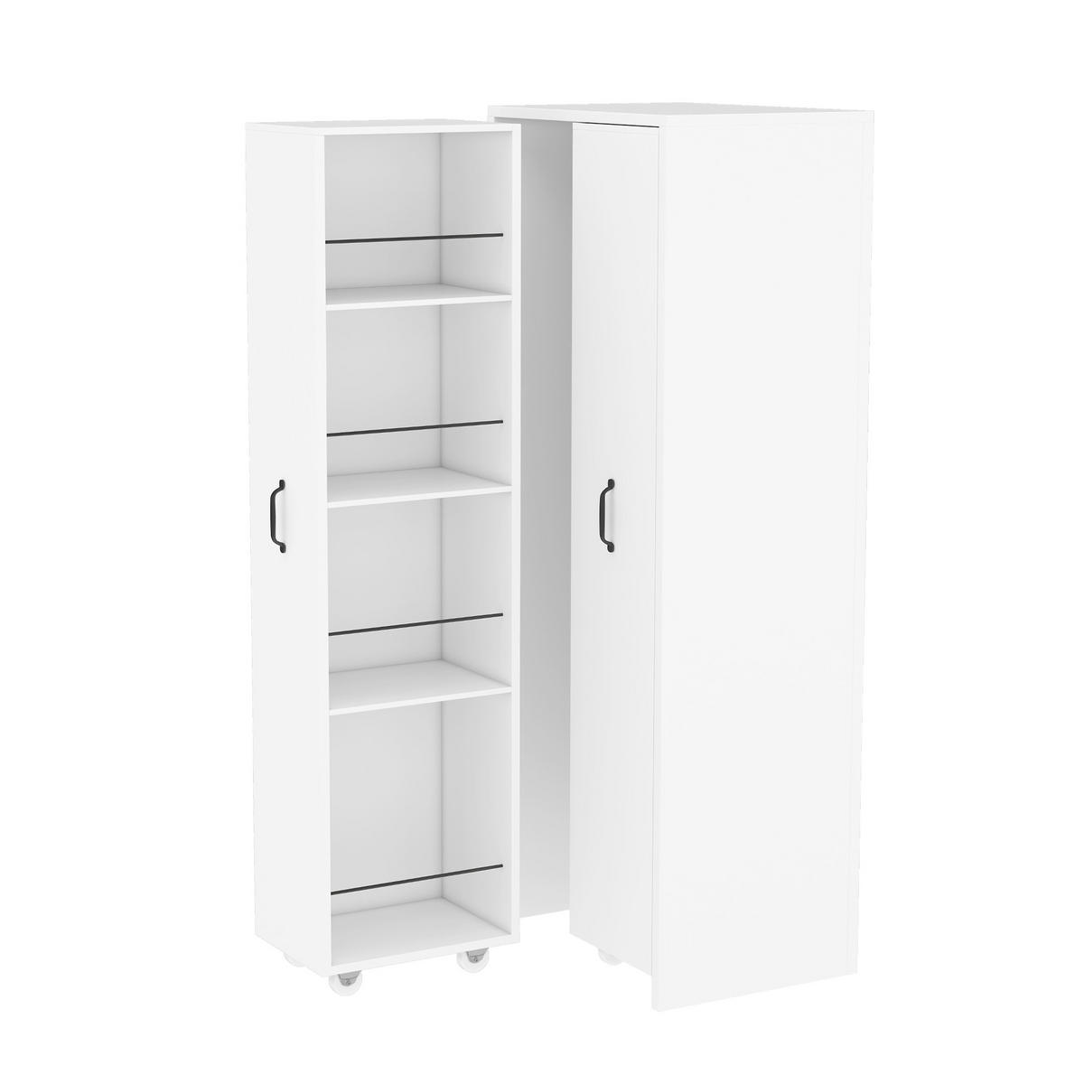 HIGHBOARD 51,5/41/158 cm in Weiß mit 8 offenen Fächern und Rollen - Weiß, Holzwerkstoff (51.5/158/41cm) - BEAOK