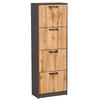 SCHUHSCHRANK mit 4 Fächern in Graphit-Eiche - Eichefarben/Graphitfarben, Holzwerkstoff (50/152/28cm) - Home Collective