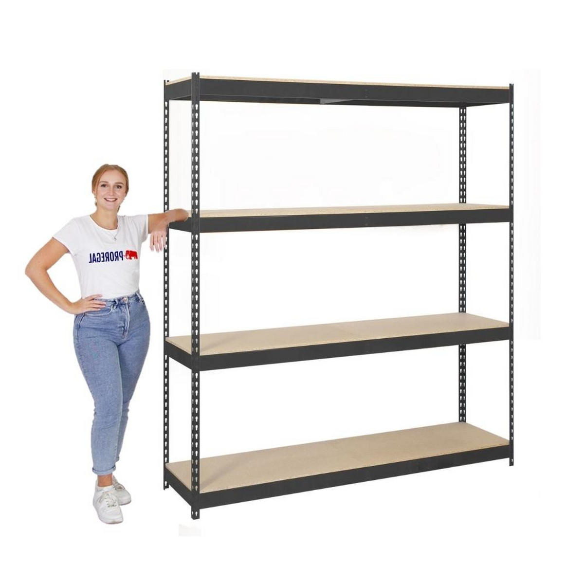 SCHWERLASTREGAL WOOD YETI FOUR | HxBxT 200x120x60cm | Fachlast 400kg | Anthrazit - Anthrazit, Metall (120/200/60cm) - PROREGAL
