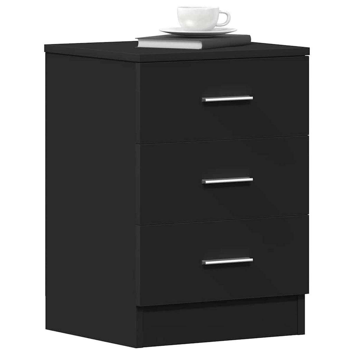 NACHTTISCH 2-teilig mit 3 Schubladen 38/35/56 cm aus Holzwerkstoff in Schwarz - Schwarz, Holz (38/56/35cm) - vidaXL
