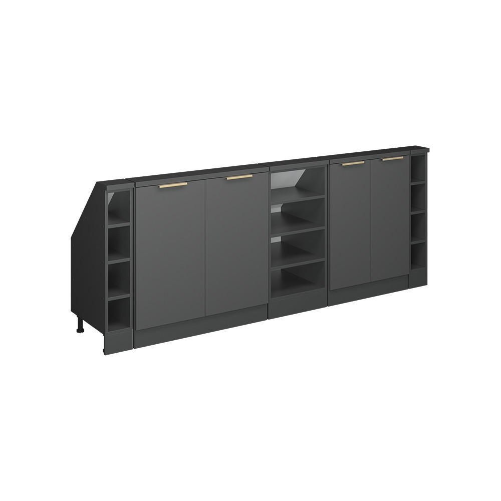 ŠATNÍ SESTAVA PRO ŠIKMÉ STŘECHY Rion Antracitově zlatý - antracitová, kompozitní dřevo (210/81.6/46cm) - Vicco