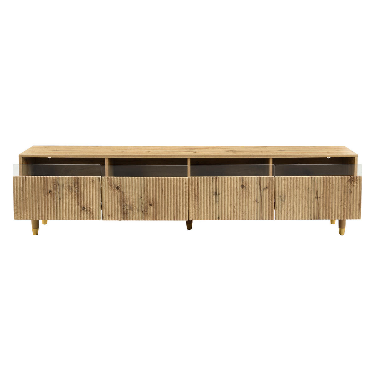 TV-LOWBOARD holzoptik & rillen-design – 4 schubladen & 178 cm länge - Naturfarben, Holzwerkstoff (178/45/35cm) - Urban Meuble
