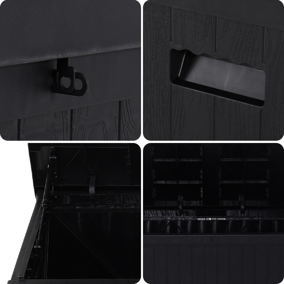 GARTENBOX Kissenbox Auflagenbox 430L aus PP-Kunststoff in Schwarz Abschließbar Wasserdicht Robust Tragegriffe 125 × 56 × 61,5 cm - Schwarz, Kunststoff (125/61.5/56cm) - Livingandhome