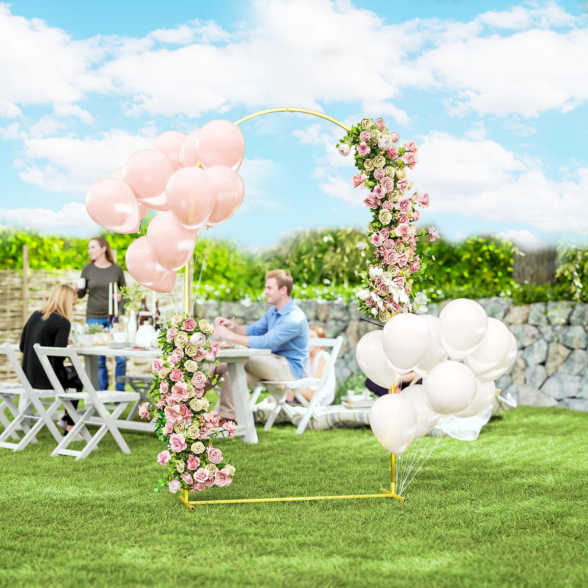 ROSENBOGEN DE-18334 220 cm hoch, für Hochzeit & Events Gold - Goldfarben, Metall (120/220/40cm) - ComfortXL