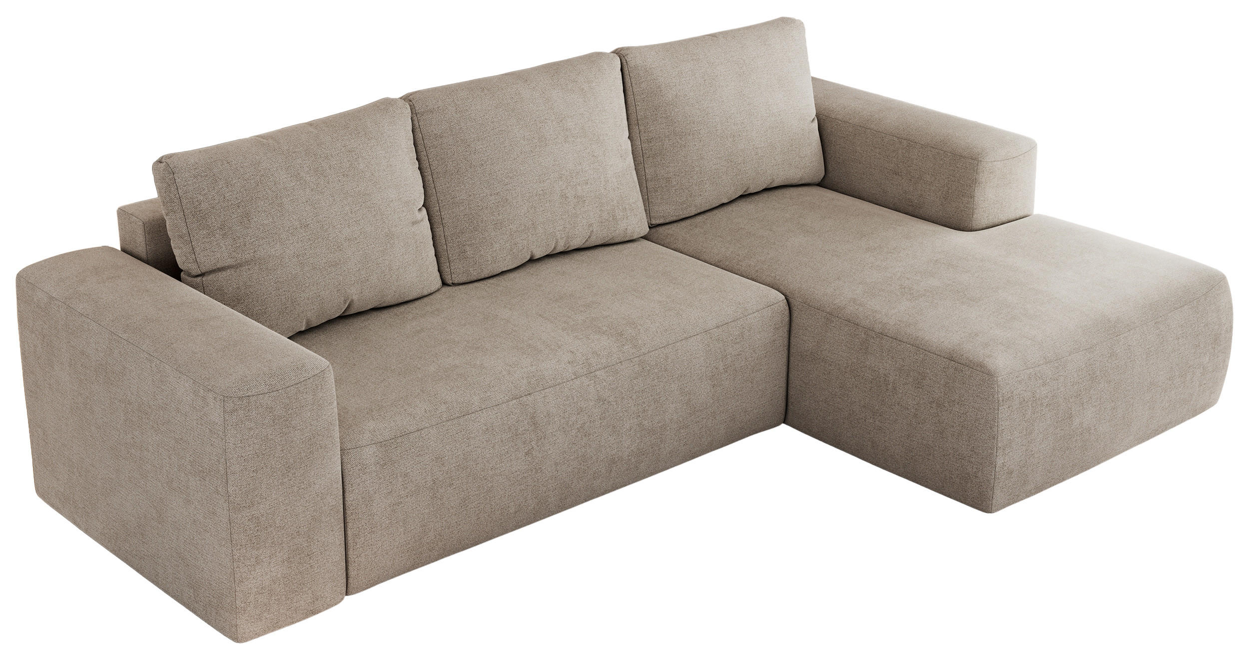 ECKSOFA TRENTINO L Beige Stukture - Rechts - Beige/Schwarz, Textil (164/266cm) - MKS