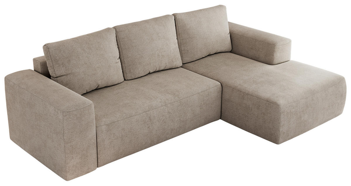 ECKSOFA TRENTINO L Beige Stukture - Rechts - Beige/Schwarz, Textil (164/266cm) - MKS