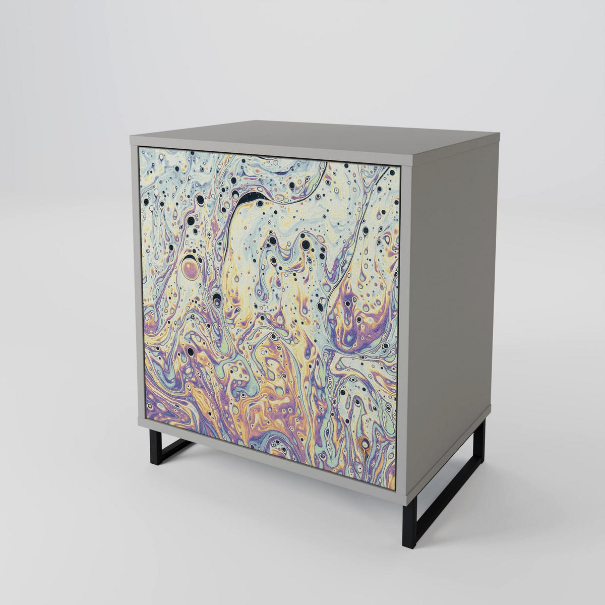 SIDEBOARD MOSAIC OF COLORS, Grau, 57,5x42x57,5 cm, Ohne Füße - Multicolor/Grau, Holzwerkstoff (57.5/57.5/42cm) - SpaceRebels