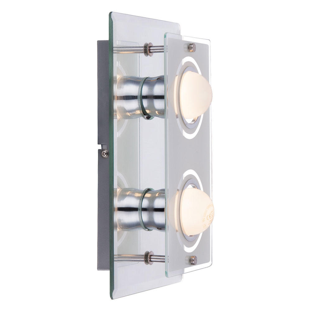 LED WANDLEUCHTE Blizzard Chrom Silber - Silberfarben, Glas (16/9/27cm) - Globo Lighting