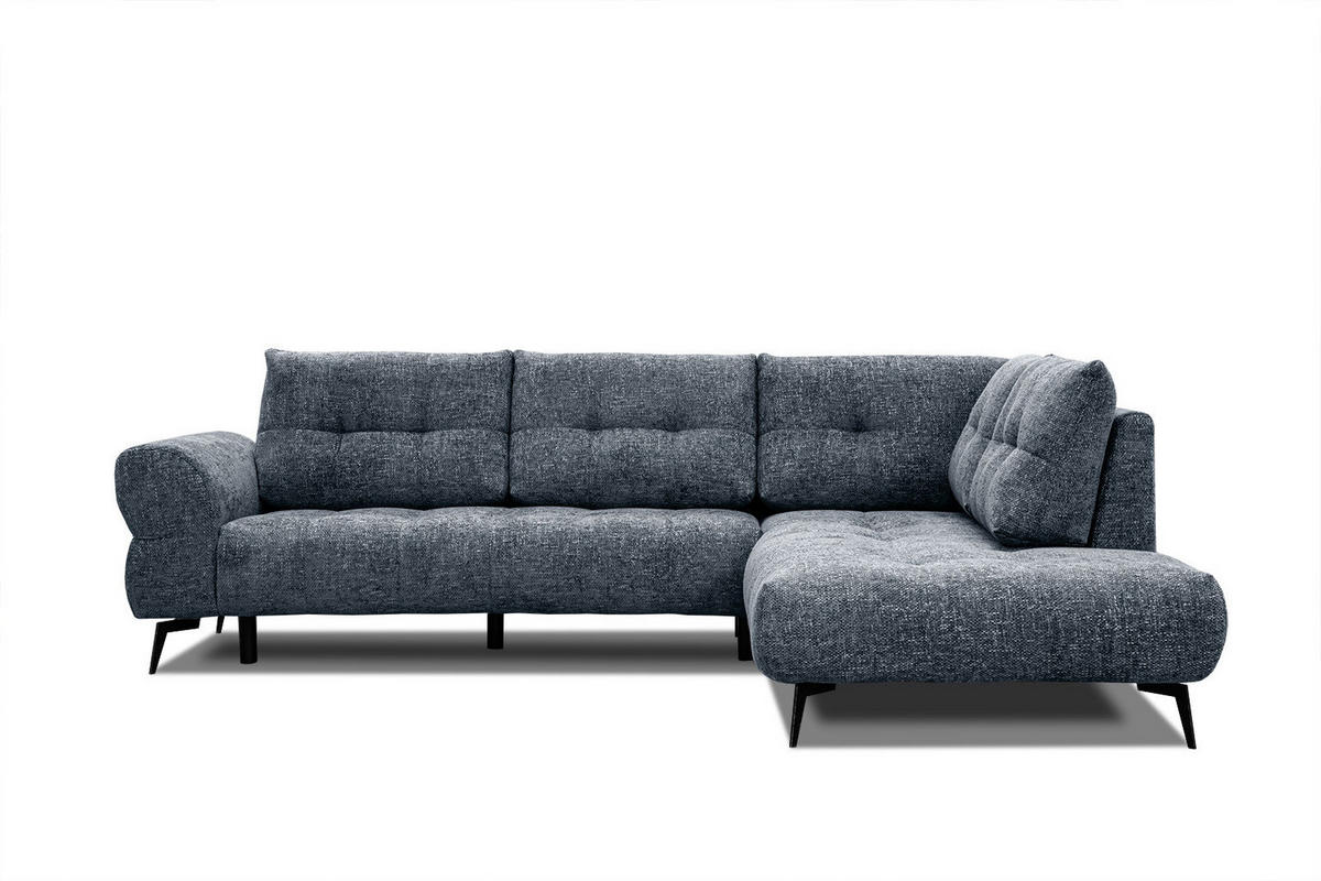 ECKSOFA SALVINI 5-Sitzer, dunkelblau - Schwarz/Dunkelblau, Holzwerkstoff/Textil (292/158cm) - Courtois Laville